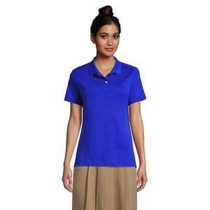 NWT‎ LANDS' END SHORT SLEEVE FEMININE FIT INTERLOCK POLO SHIRT COBALT XS
